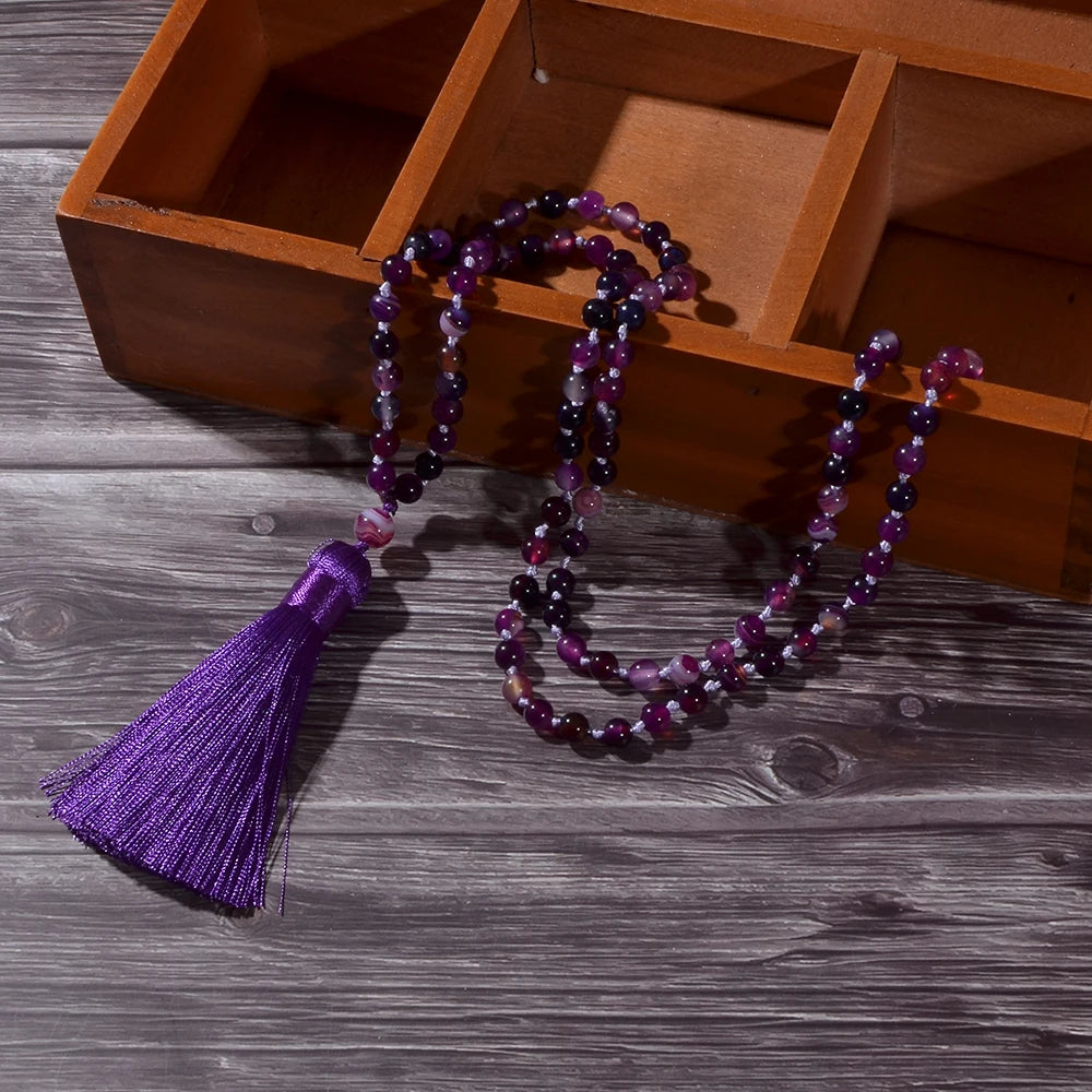 Purple Striped Agate 108, 6mm