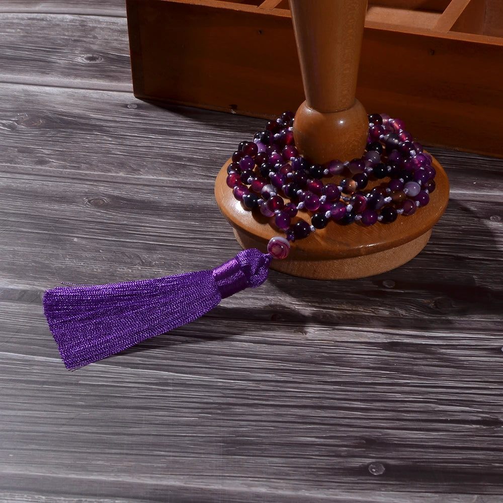 Purple Striped Agate 108, 6mm