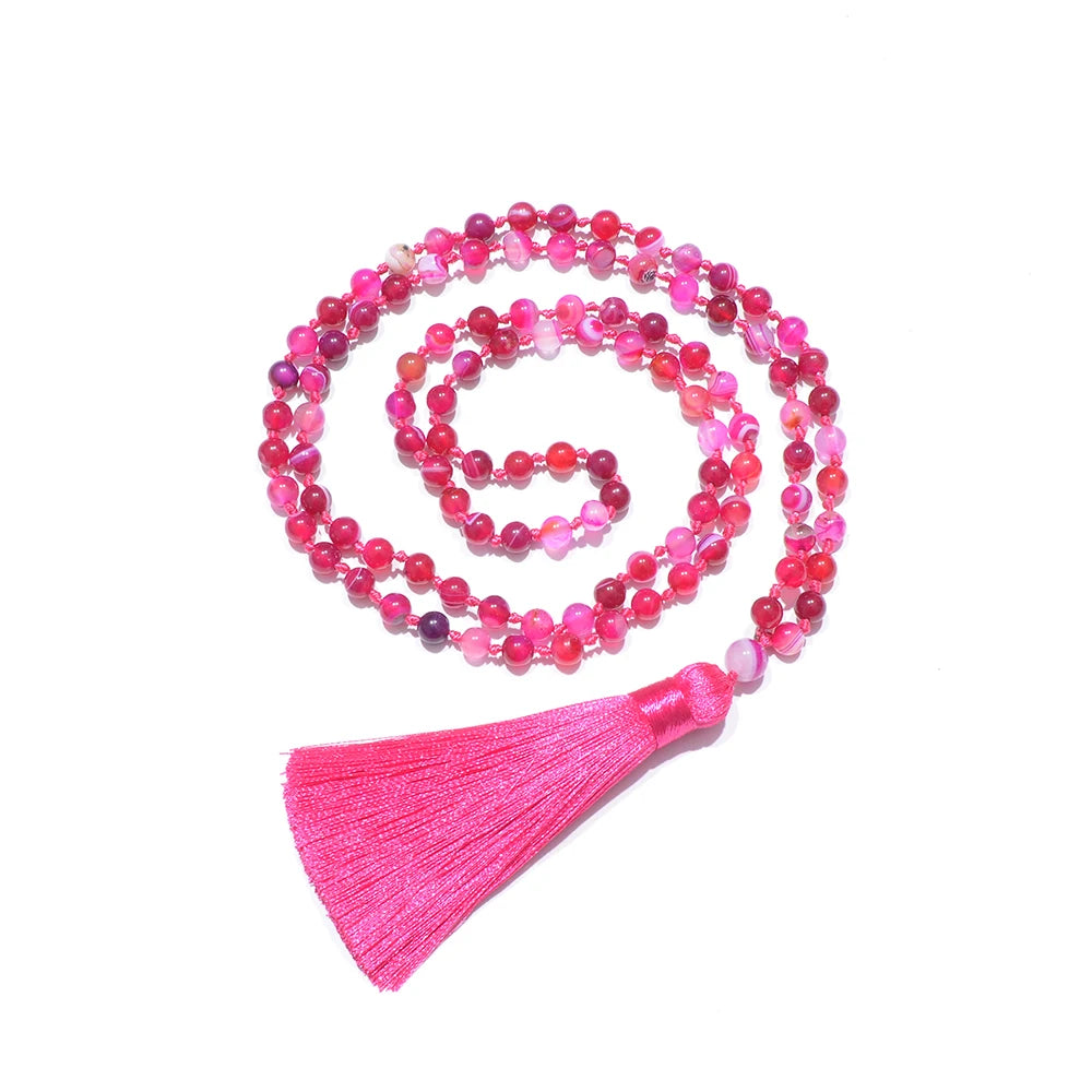 Agate Rose Red Striped 108, 6mm.